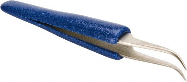 Ergonomic Cushion Grip Tweezer: 7-SA, Anti-Magnetic Stainless Steel, Curved Tip, 4-1/2