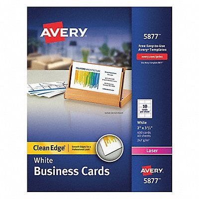 Laser Business Cards 2x3.5 White PK400 MPN:5877