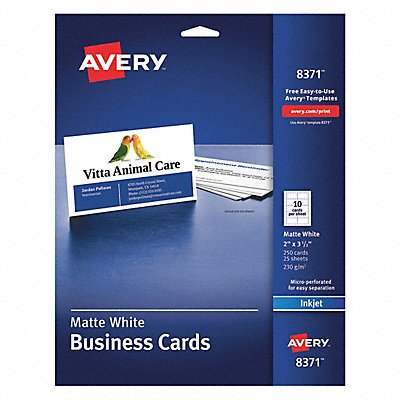 Business Cards Inkjet 2x3.5 PK250 MPN:8371