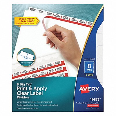 Index Maker 8 Big Tabs 5Sheets White PK5 MPN:11493