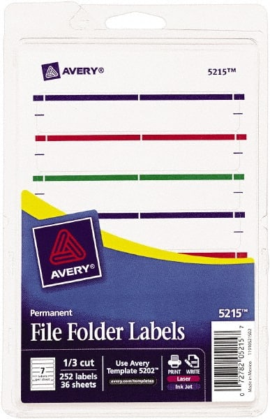 Label Maker Label: Assorted Color, Paper, 3-7/16