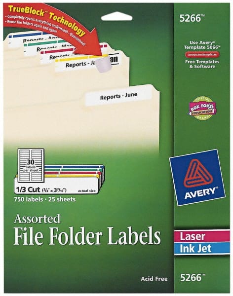 Label Maker Label: White Blue Green Red & Yellow, Paper, 3-7/16