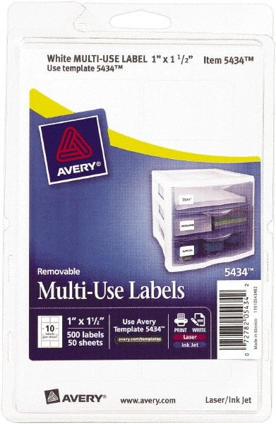 Label Maker Label: White, Paper, 1-1/2