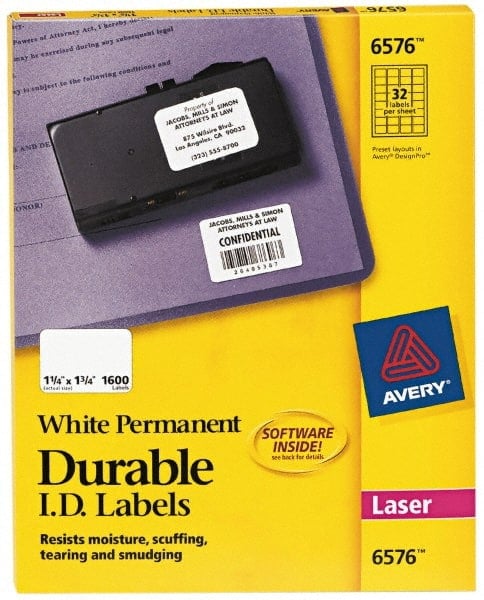 Label Maker Label: White, Paper, 1-3/4