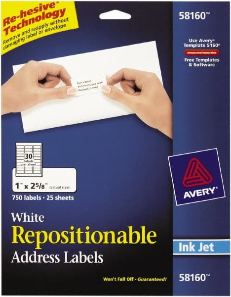 Label Maker Label: White, Paper, 2-5/8