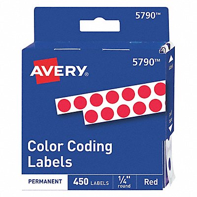 Label 0.25 Round Red PK450 MPN:05790