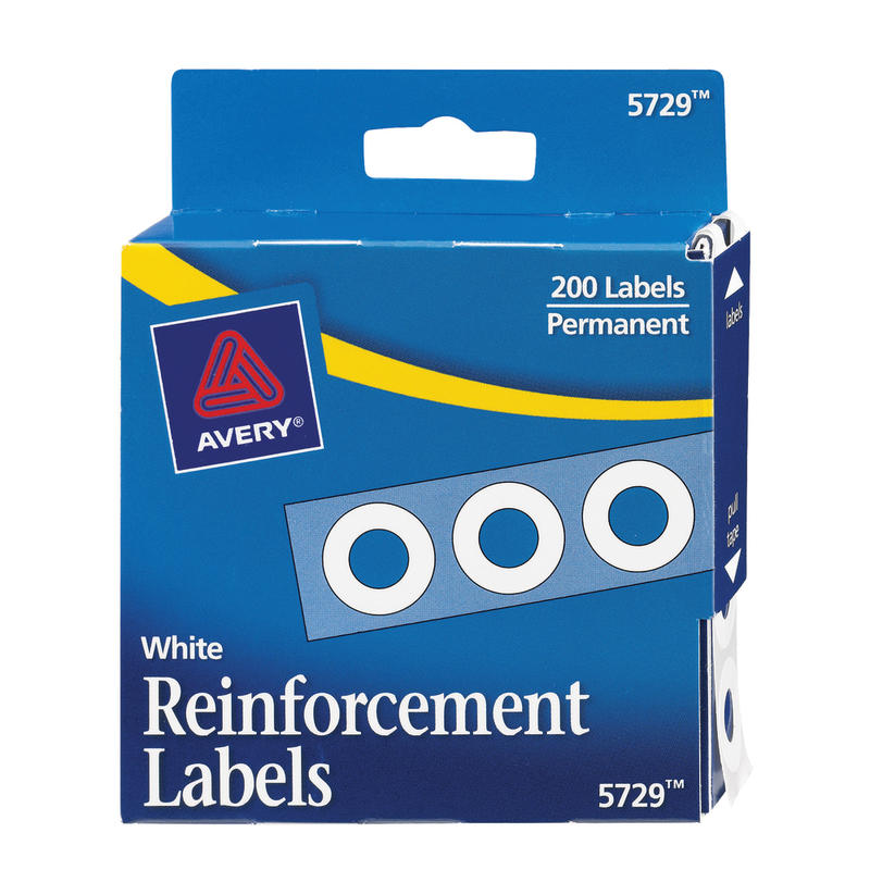 Avery Permanent Self-Adhesive Reinforcement Labels, White, Pack Of 200 (Min Order Qty 62) MPN:5729