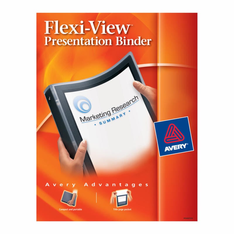 Avery Flexi-View 3-Ring Binder, 1/2in Round Rings, Black (Min Order Qty 10) MPN:15767