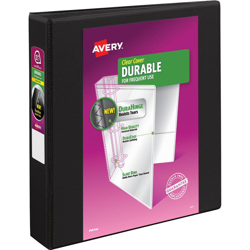 Avery Durable View 3-Ring Binder, 1 1/2in Slant Rings, Black (Min Order Qty 7) MPN:17021