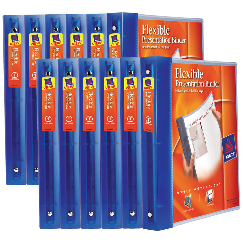 Avery Flexible View 3 Ring Binder, 1in Round Rings, Blue, Pack Of 12 Binders (Min Order Qty 2) MPN:17675CA