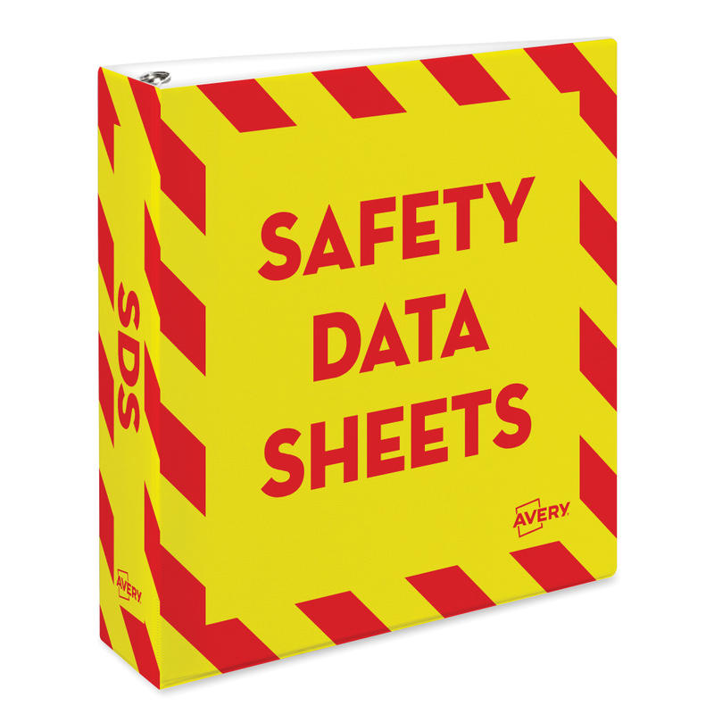 Avery Preprinted Safety Data Sheet 3-Ring Binder, 2in Rings, Yellow/Red (Min Order Qty 3) MPN:18951