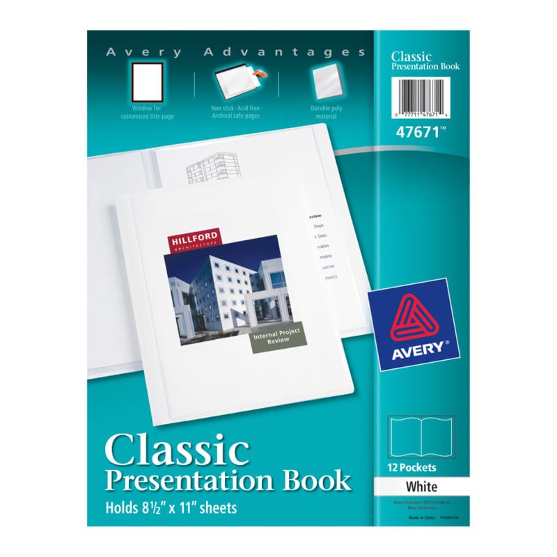 Avery Classic Presentation Book, 1in Round Rings, White (Min Order Qty 16) MPN:47671