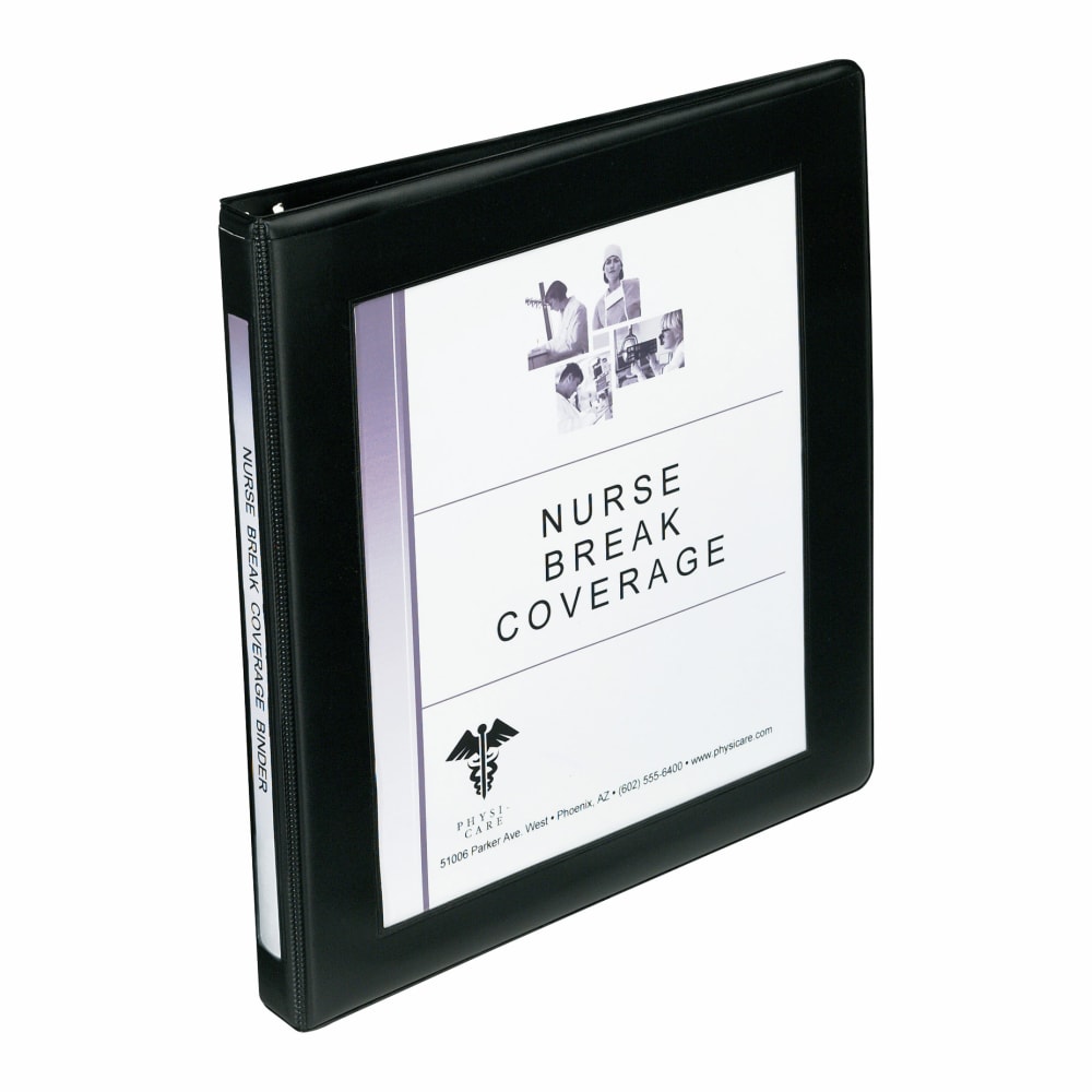 Avery Frame View 3-Ring Binder With Locking One-Touch EZD Rings, 1/2in D-Rings, Black (Min Order Qty 7) MPN:68050