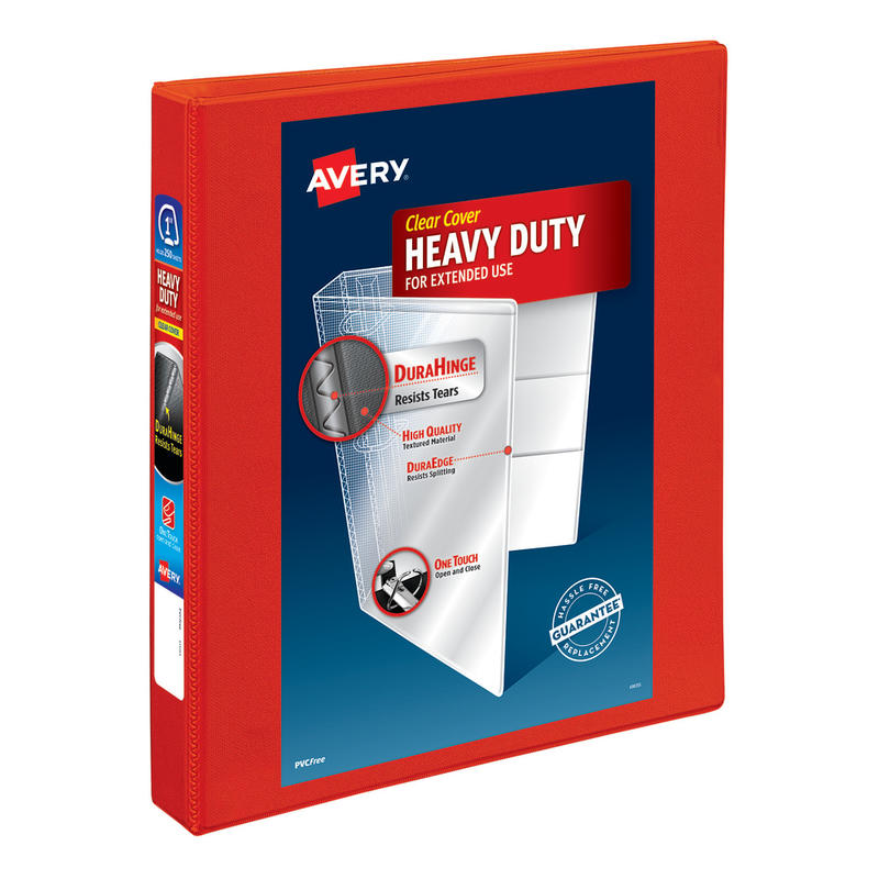 Avery Heavy-Duty View 3-Ring Binder With Locking One-Touch EZD Rings, 1in D-Rings, Red (Min Order Qty 5) MPN:79170