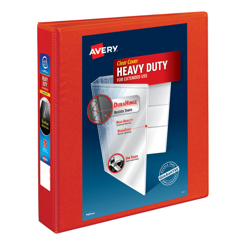 Avery Heavy-Duty View 3-Ring Binder With Locking One-Touch EZD Rings, 1 1/2in D-Rings, Red (Min Order Qty 4) MPN:79171