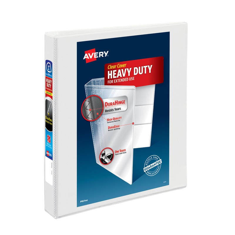 Avery Heavy-Duty View 3 Ring Binder, 1in One Touch EZD Rings, White, 1 Binder (Min Order Qty 9) MPN:79199