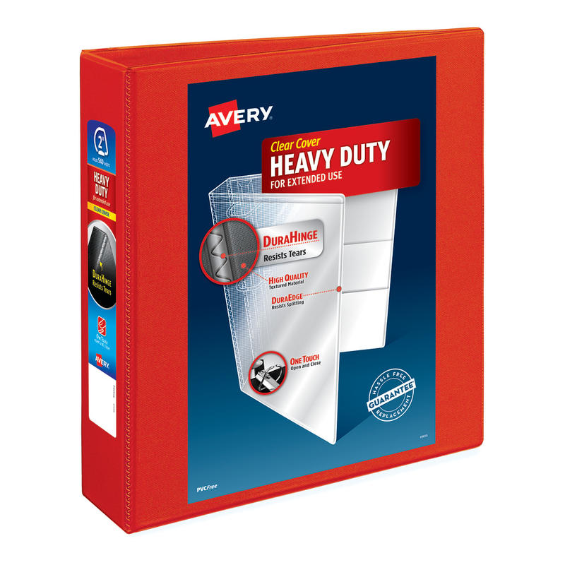 Avery Heavy-Duty View 3-Ring Binder With Locking One-Touch EZD Rings, 2in D-Rings, Red (Min Order Qty 4) MPN:79225