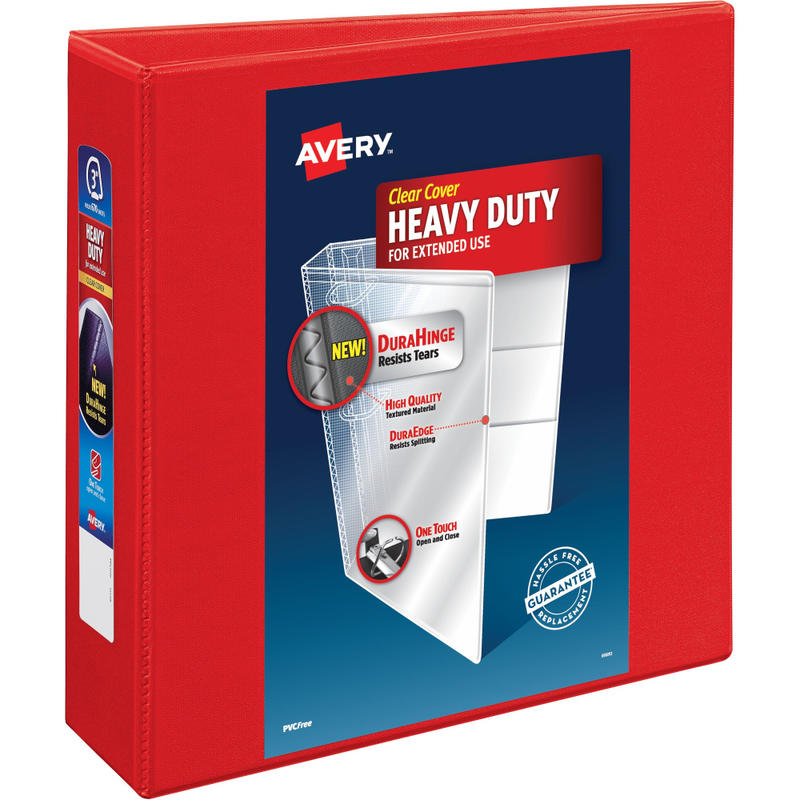 Avery Heavy-Duty View 3-Ring Binder With Locking One-Touch EZD Rings, 3in D-Rings, Red (Min Order Qty 3) MPN:79325