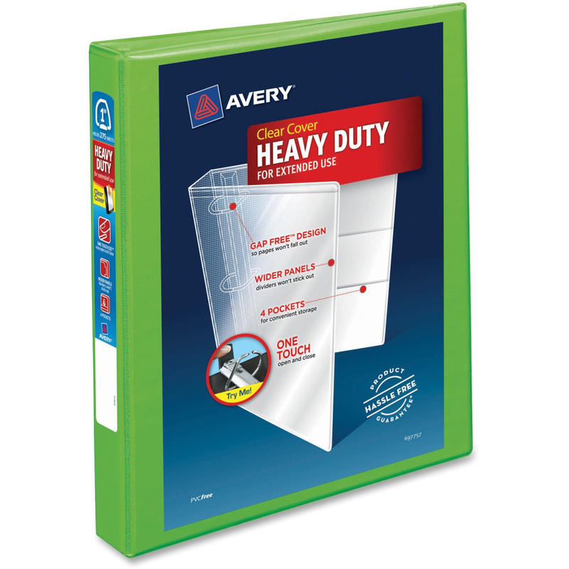 Avery Heavy-Duty View 3-Ring Binder With Locking One-Touch EZD Rings, 1in D-Rings, 42% Recycled, Chartreuse (Min Order Qty 5) MPN:79770