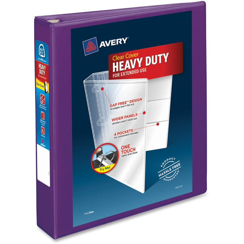 Avery Heavy-Duty View 3-Ring Binder With Locking One-Touch EZD Rings, 1 1/2in D-Rings, 41% Recycled, Purple (Min Order Qty 6) MPN:79774