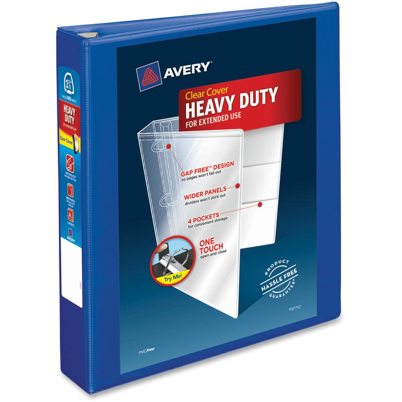 Avery Heavy-Duty View 3-Ring Binder With Locking One-Touch EZD Rings, 1 1/2in D-Rings, 41% Recycled, Pacific Blue (Min Order Qty 5) MPN:79775