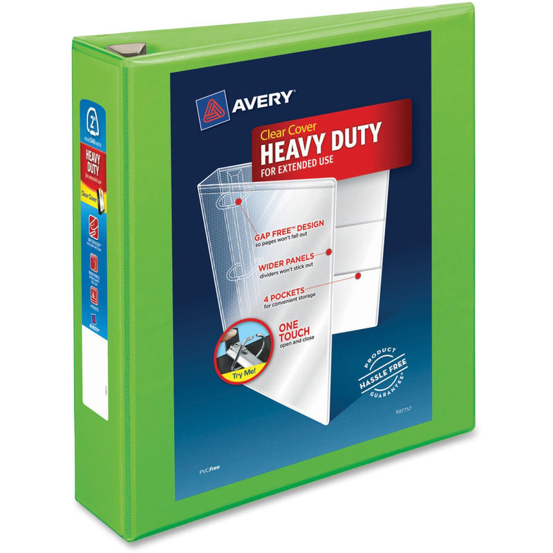 Avery Heavy-Duty View 3-Ring Binder With Locking One-Touch EZD Rings, 2in D-Rings, 39% Recycled, Chartreuse (Min Order Qty 5) MPN:79776