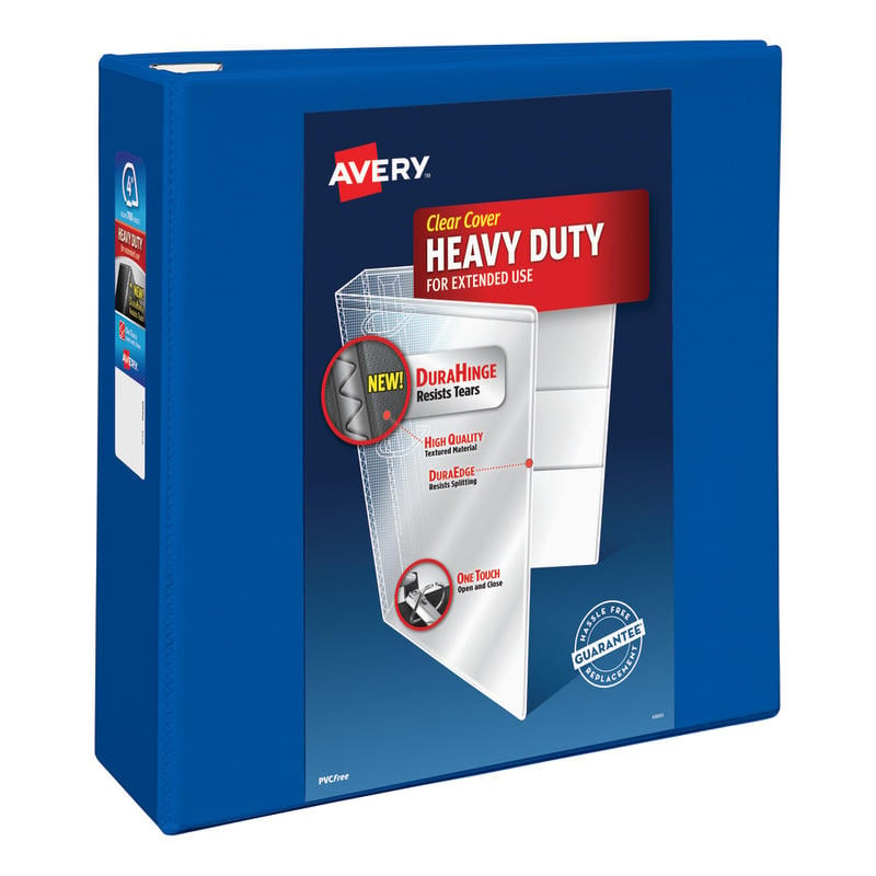 Avery Heavy-Duty View 3-Ring Binder With Locking One-Touch EZD Rings, 4in D-Rings, 43% Recycled, Pacific Blue (Min Order Qty 2) MPN:79814