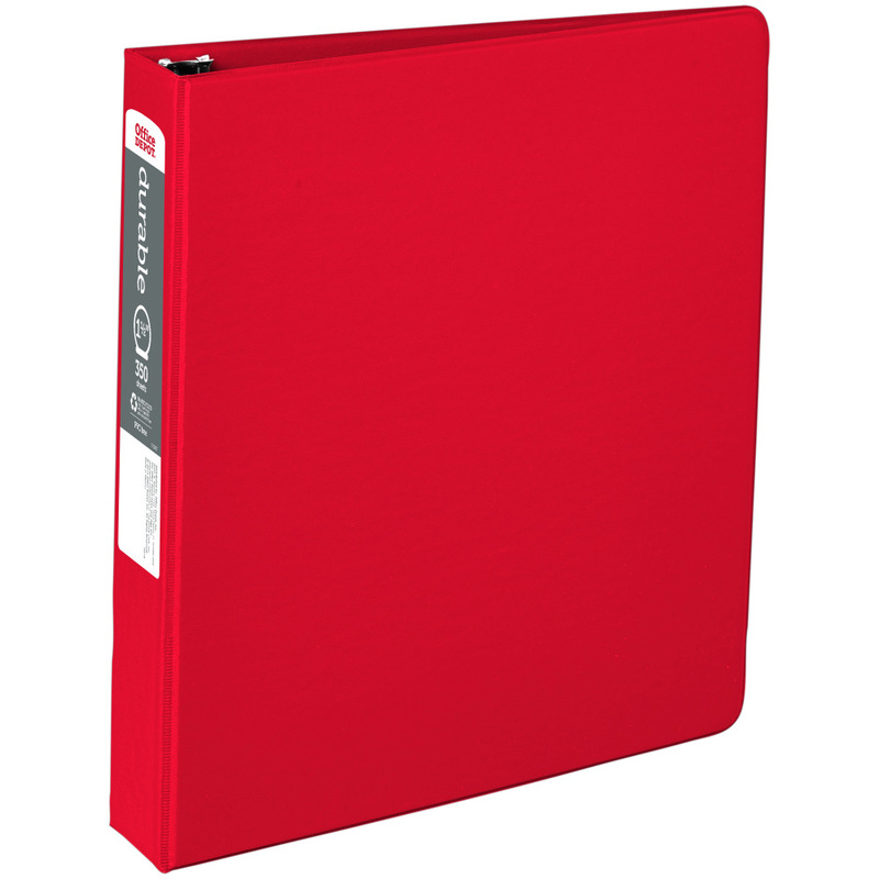 Office Depot Brand Nonstick 3-Ring Binder, 1 1/2in Round Rings, Red (Min Order Qty 23) MPN:OD02822