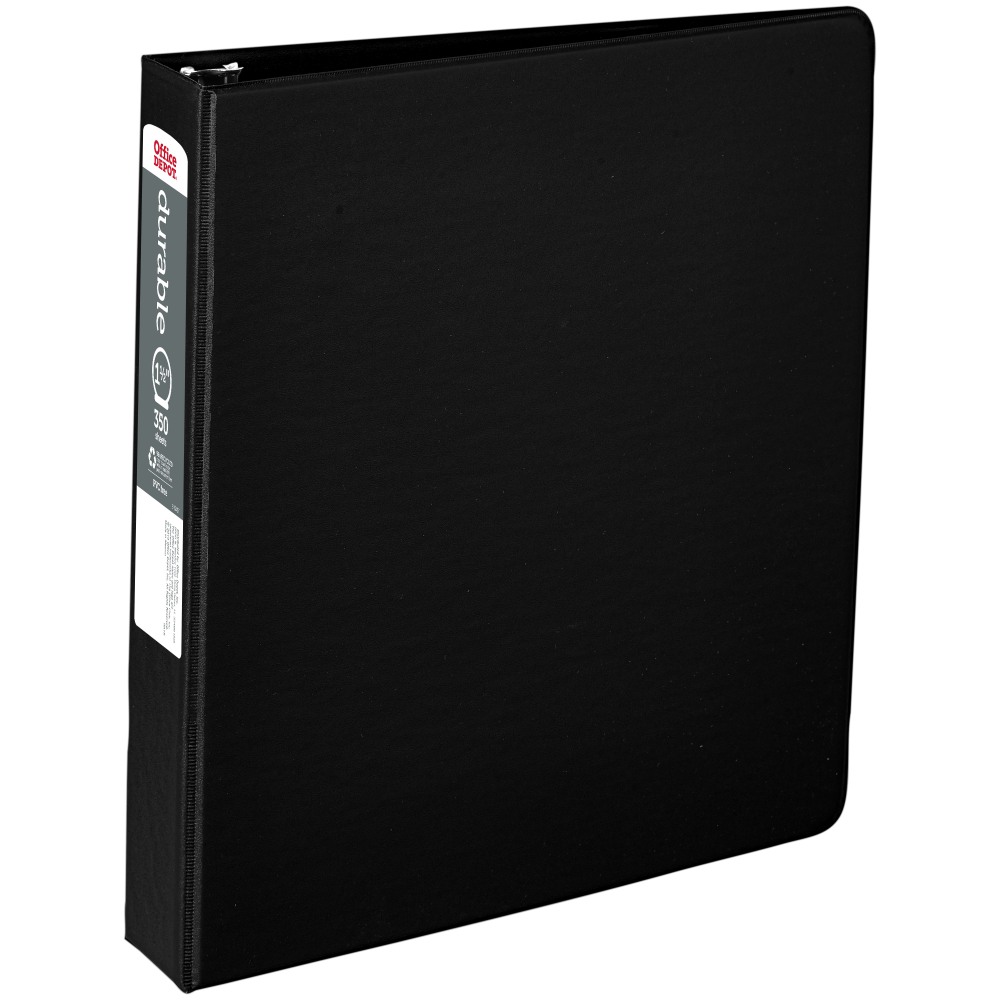 Office Depot Brand Nonstick 3-Ring Binder, 1 1/2in Round Rings, Black (Min Order Qty 23) MPN:OD02824