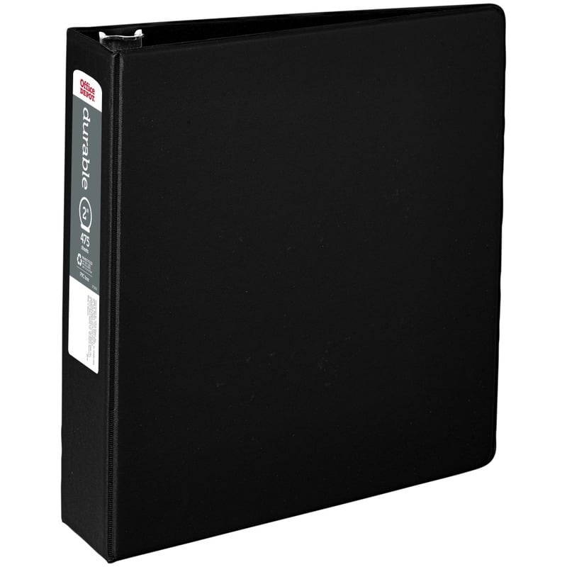 Office Depot Brand Nonstick 3-Ring Binder, 2in Round Rings, Black (Min Order Qty 18) MPN:OD02827