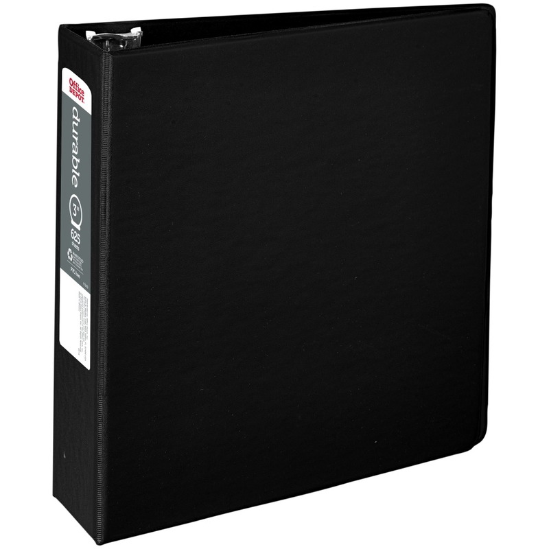 Office Depot Brand Nonstick 3-Ring Binder, 3in Round Rings, Black (Min Order Qty 14) MPN:OD02831