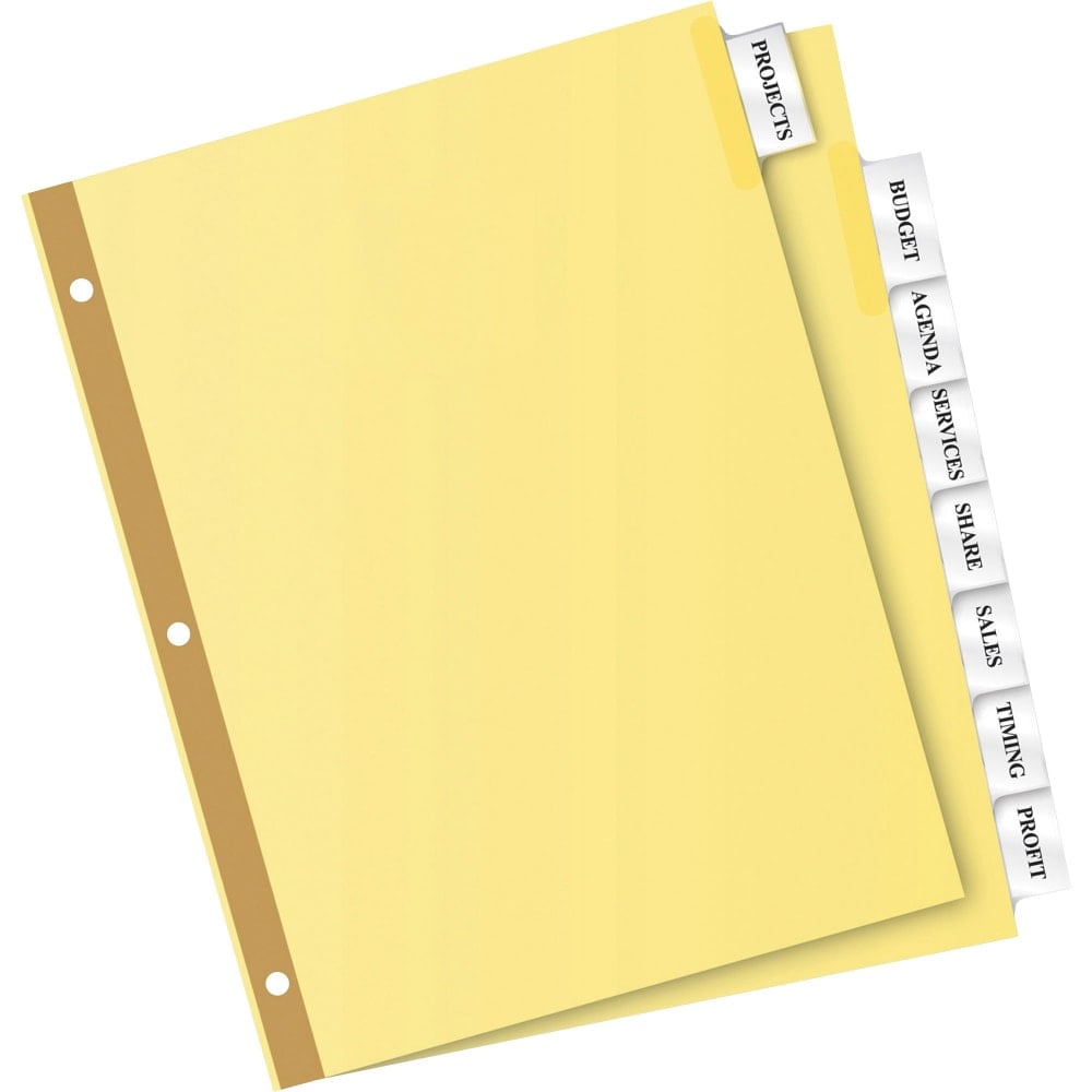 Avery Big Tab Insertable Dividers, Gold Reinforced, Buff/Clear, 8 1/2in x 11in, 8-Tab, Pack Of 24 (Min Order Qty 4) MPN:11115