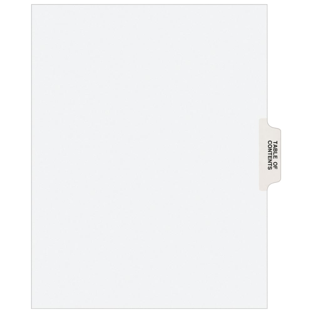 Avery Individual Legal Dividers Avery Style, Letter Size, Table Of Contents, White Dividers/White Tabs, Pack Of 25 (Min Order Qty 12) MPN:11910