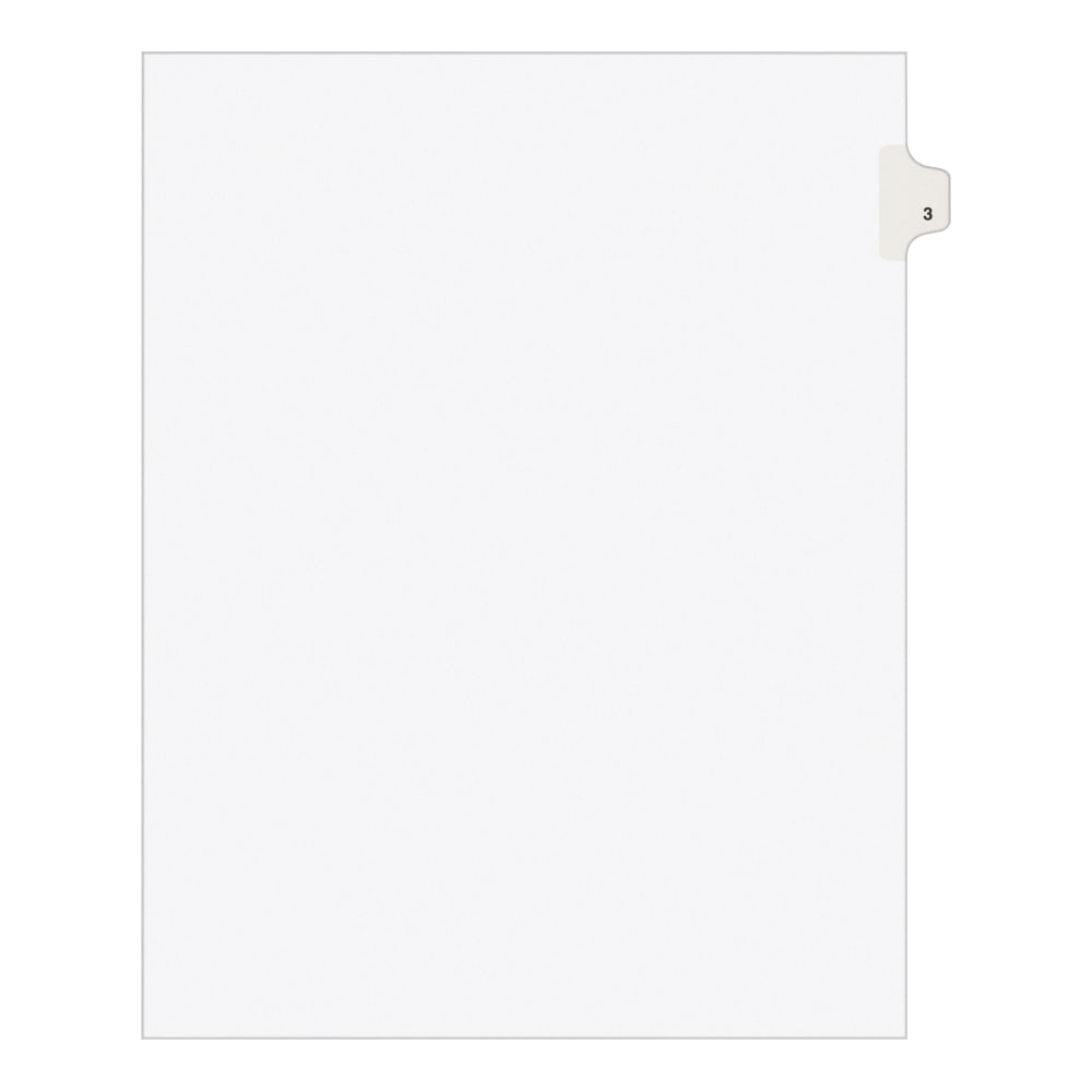 Avery Individual Legal Exhibit Dividers, Avery Style, #3, Side Tab, Letter Size, Pack Of 25 (Min Order Qty 11) MPN:11913