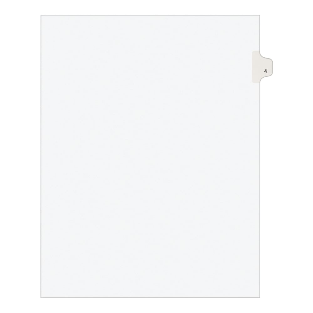 Avery Individual Legal Exhibit Dividers, Avery Style, #4, Side Tab, Letter Size, Pack Of 25 (Min Order Qty 9) MPN:11914