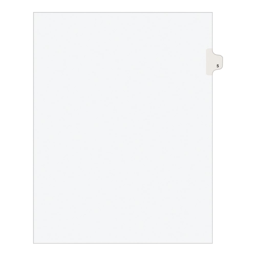 Avery Individual Legal Exhibit Dividers, Avery Style, #5, Side Tab, Letter Size, Pack Of 25 (Min Order Qty 16) MPN:11915