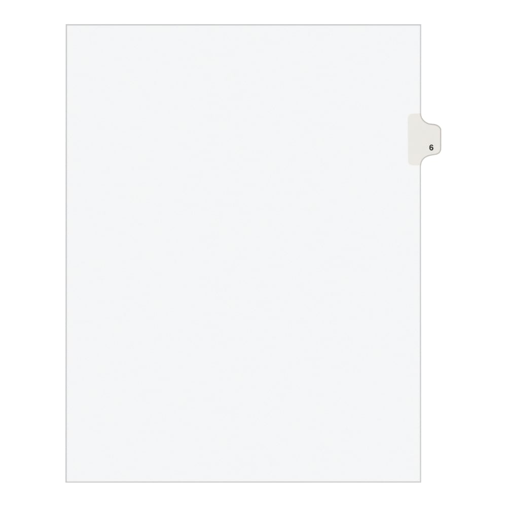 Avery Individual Legal Dividers Avery Style, Letter Size, Side Tab #6, Pack Of 25 (Min Order Qty 15) MPN:11916