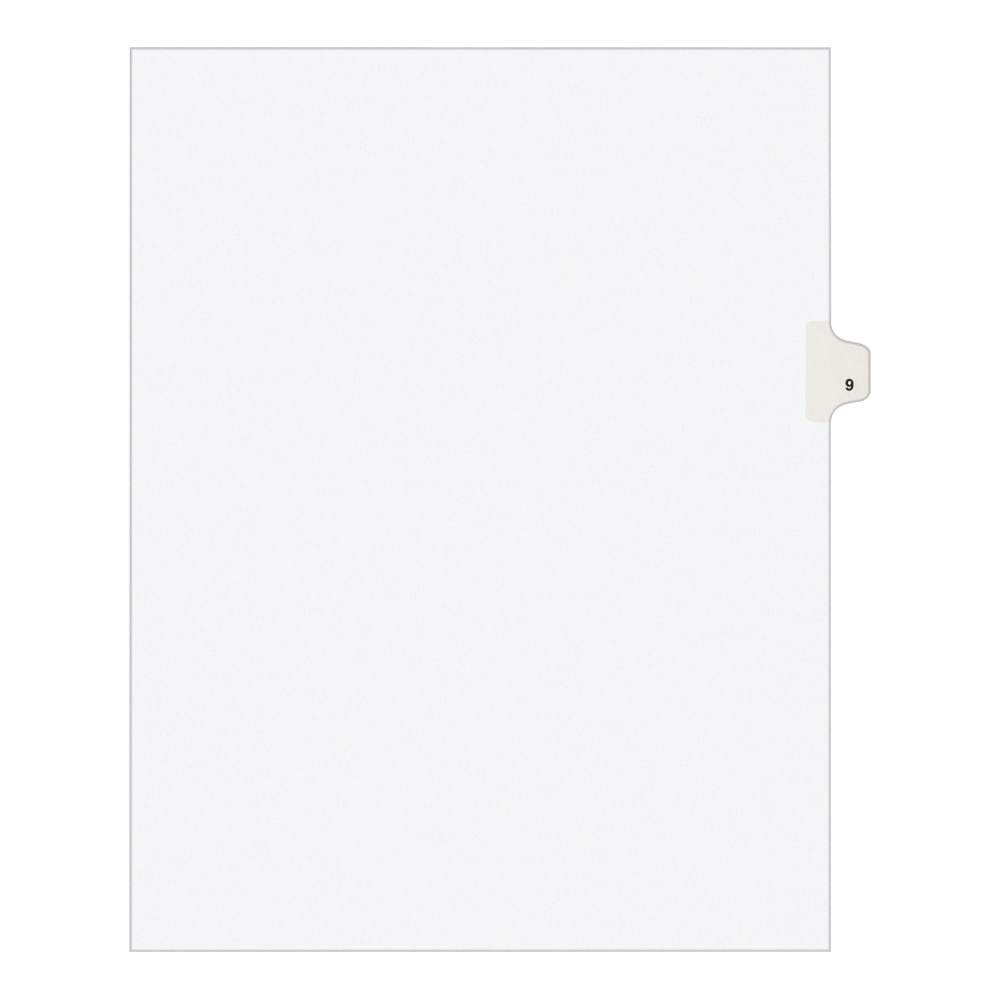 Avery Individual Legal Dividers Avery Style, Letter Size, Side Tab #9, Pack Of 25 (Min Order Qty 10) MPN:11919