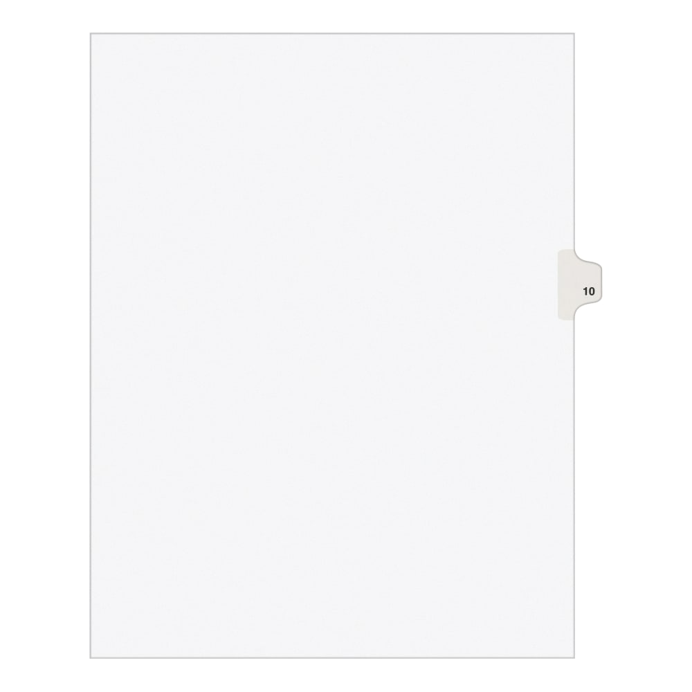 Avery Individual Legal Dividers Avery Style, Letter Size, Side Tab #10, Pack Of 25 (Min Order Qty 10) MPN:11920