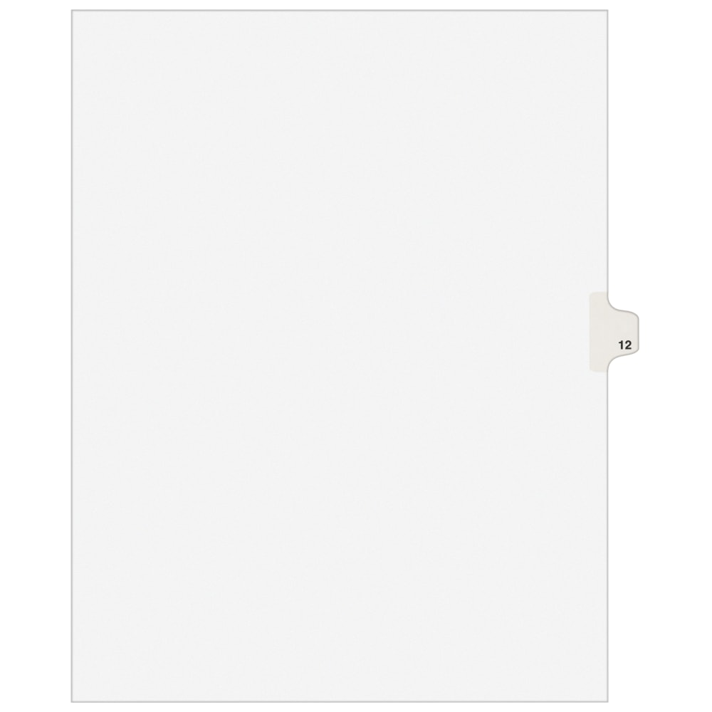 Avery Individual Legal Dividers Avery Style, Letter Size, Side Tab #12, Pack Of 25 (Min Order Qty 12) MPN:11922