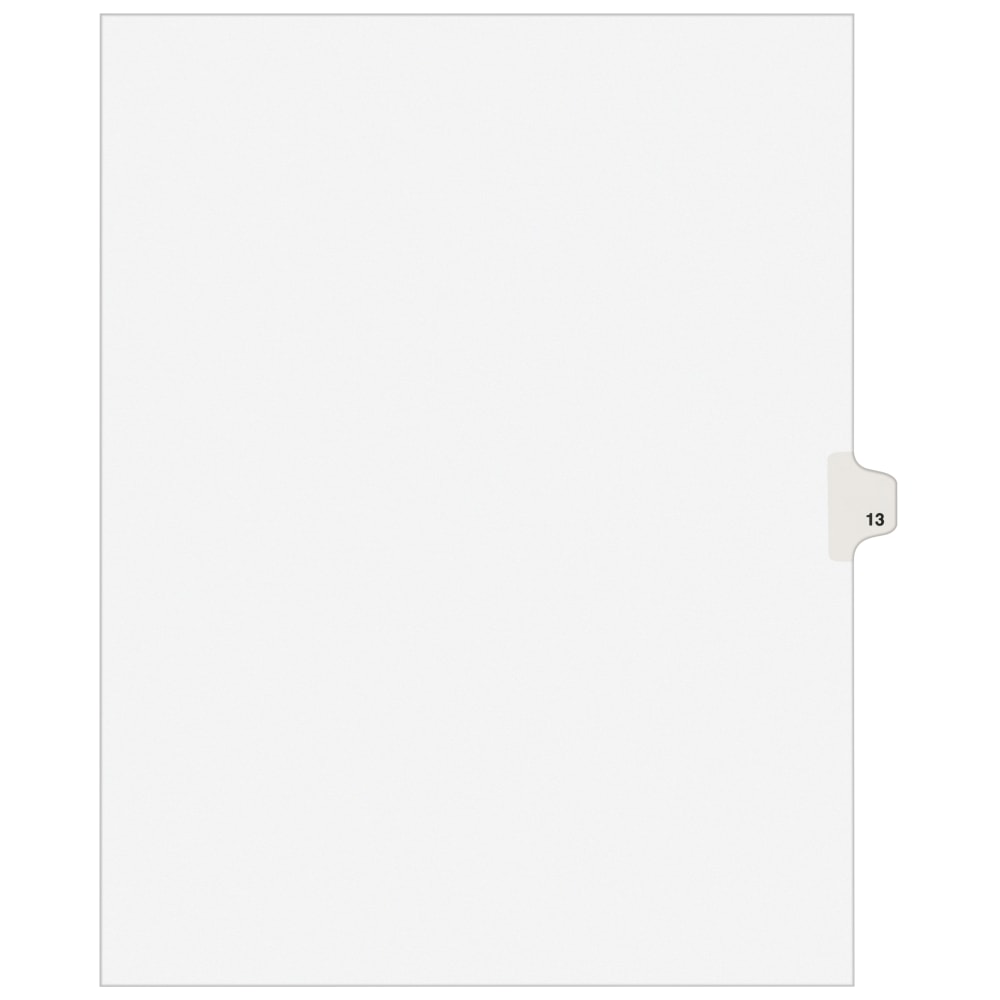 Avery Individual Legal Dividers Avery Style, Letter Size, Side Tab #13, White Dividers/White Tabs, Pack Of 25 (Min Order Qty 12) MPN:11923