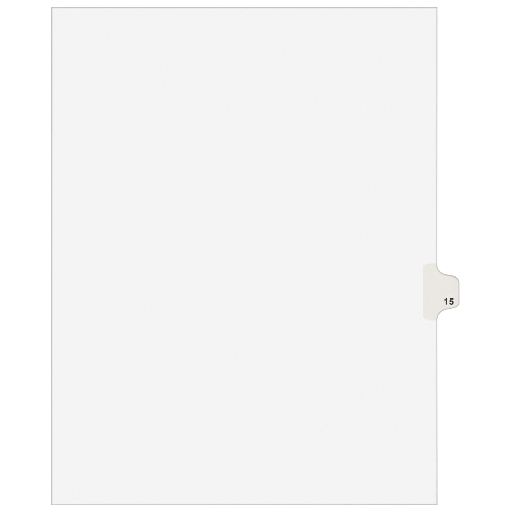 Avery Individual Legal Dividers Avery Style, Letter Size, Side Tab #15, White Dividers/White Tabs, Pack Of 25 (Min Order Qty 10) MPN:11925