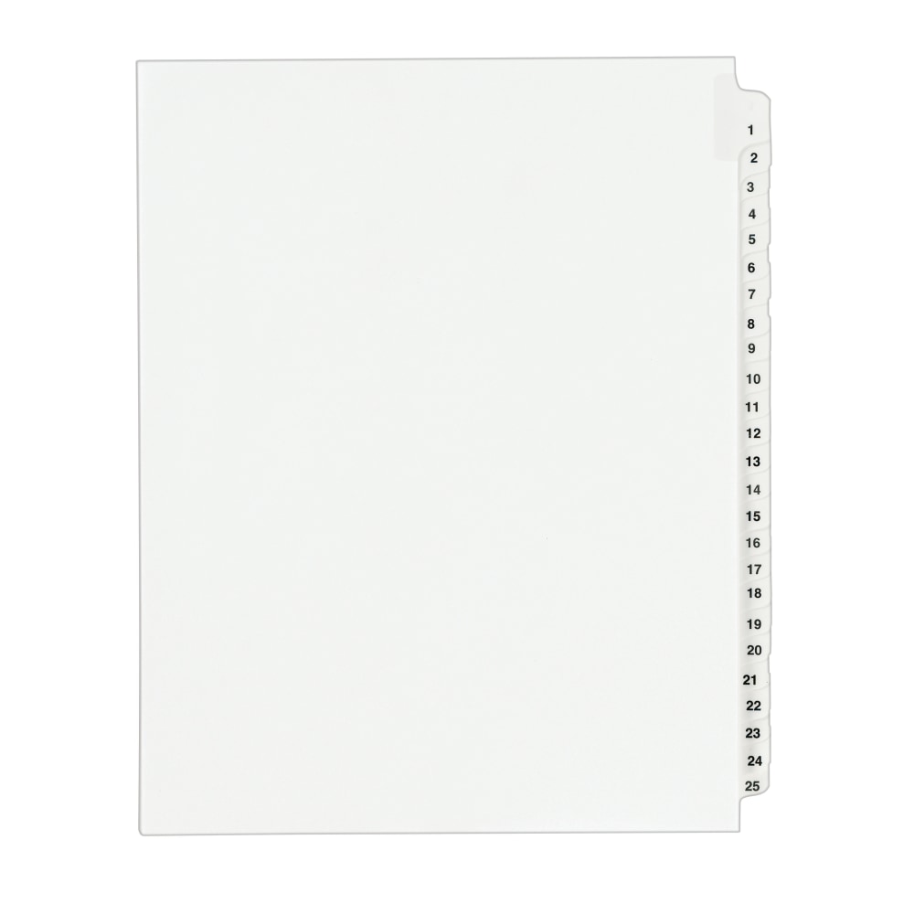 Avery Standard Collated Legal Dividers, Avery Style, 8 1/2in x 11in, White Dividers/White Tabs, 1-25 Set (Min Order Qty 13) MPN:1330