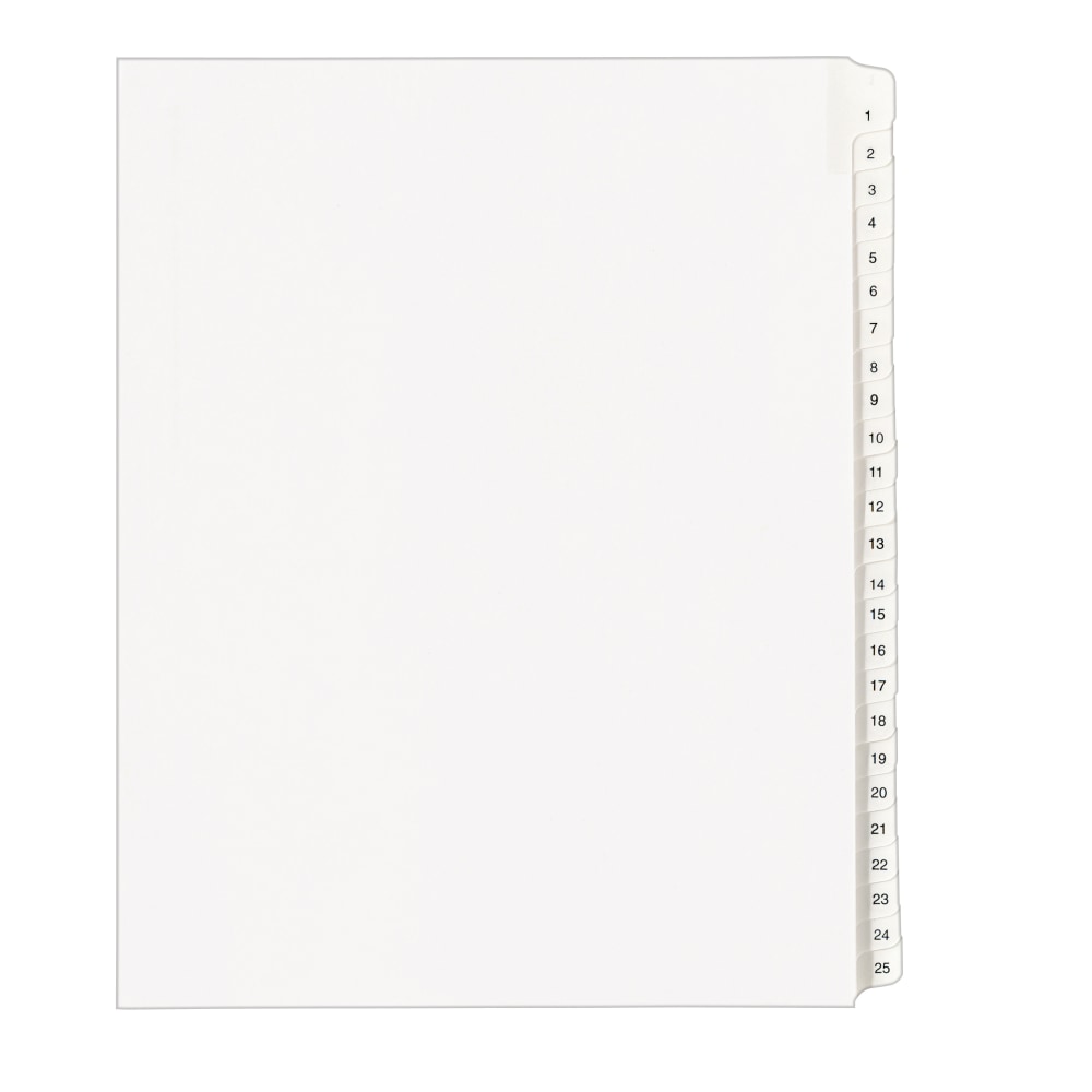 Avery Allstate-Style Collated Legal Exhibit Dividers, 8 1/2in x 11in, White Dividers/White Tabs, 1-25, Pack Of 25 Tabs (Min Order Qty 35) MPN:1701