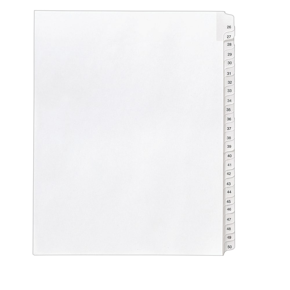 Avery Allstate Style Collated Legal Exhibit Dividers, 8 1/2in x 11in, Numbered 26-50, White (Min Order Qty 35) MPN:1702