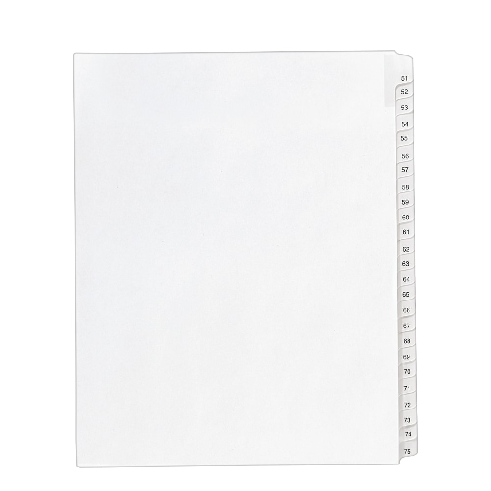 Avery Allstate-Style Collated Legal Exhibit Dividers, 8 1/2in x 11in, White Dividers/White Tabs, 51-75, Pack Of 25 Tabs (Min Order Qty 36) MPN:1703