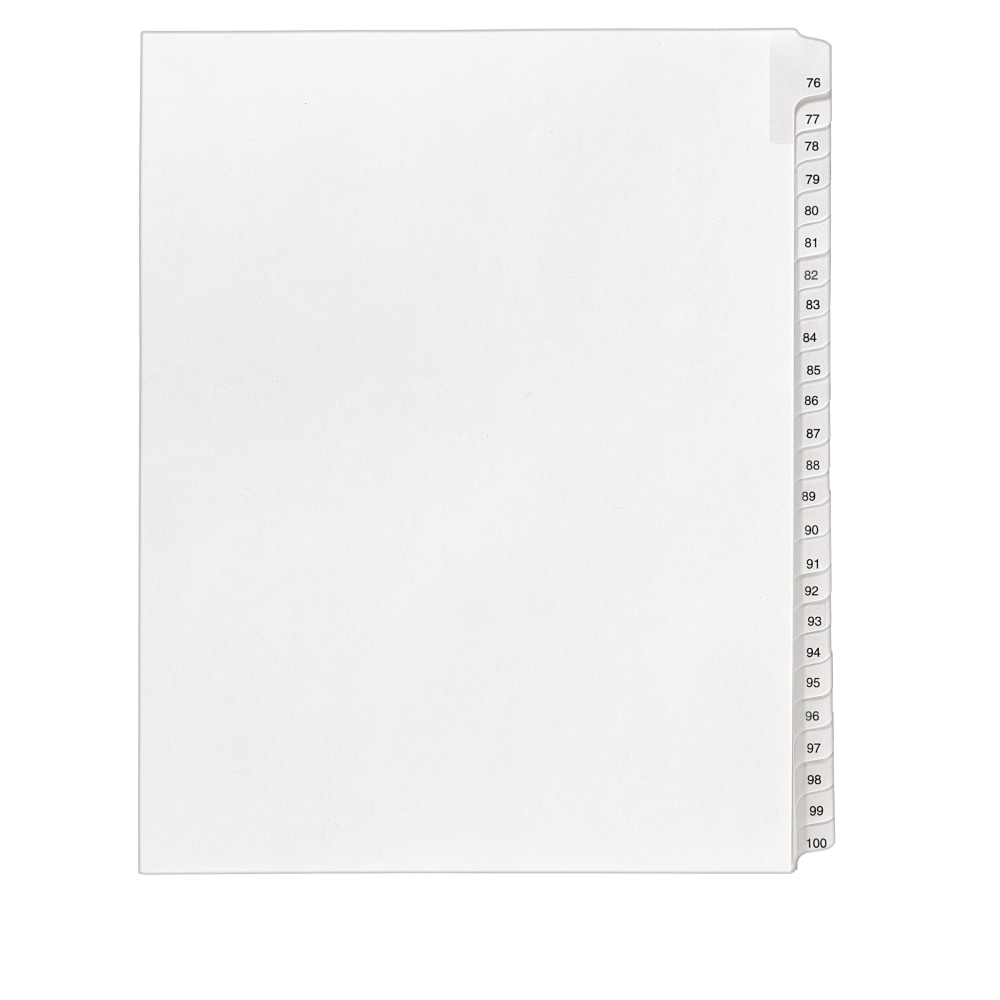 Avery Allstate-Style Collated Legal Exhibit Dividers, 8 1/2in x 11in, White Dividers/White Tabs, 76-100, Pack Of 25 Tabs (Min Order Qty 24) MPN:1704