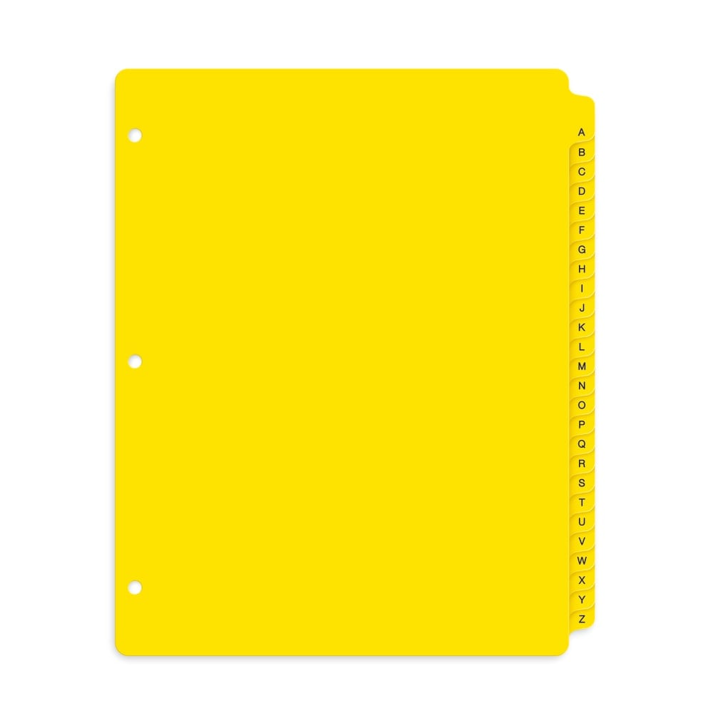 Avery A-Z Plastic Preprinted Divider Tabs, 8-1/2in x 11in, Yellow, Set Of 26 (Min Order Qty 4) MPN:23081