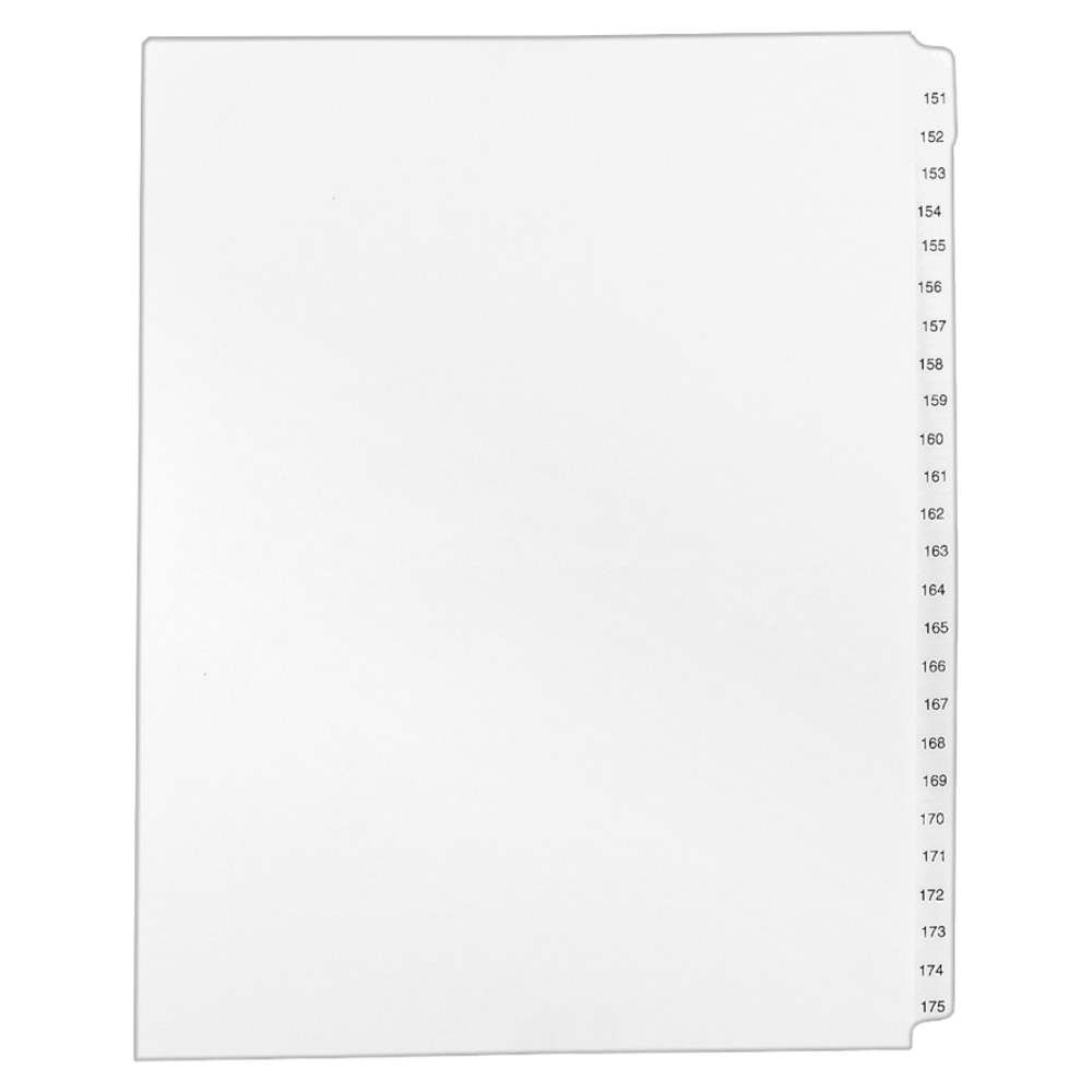 Avery Allstate-Style Collated Legal Exhibit Dividers, 151-175, Side Tab, 8 1/2in x 11in, White Dividers/White Tabs, Pack Of 25 Tabs (Min Order Qty 7) MPN:82189