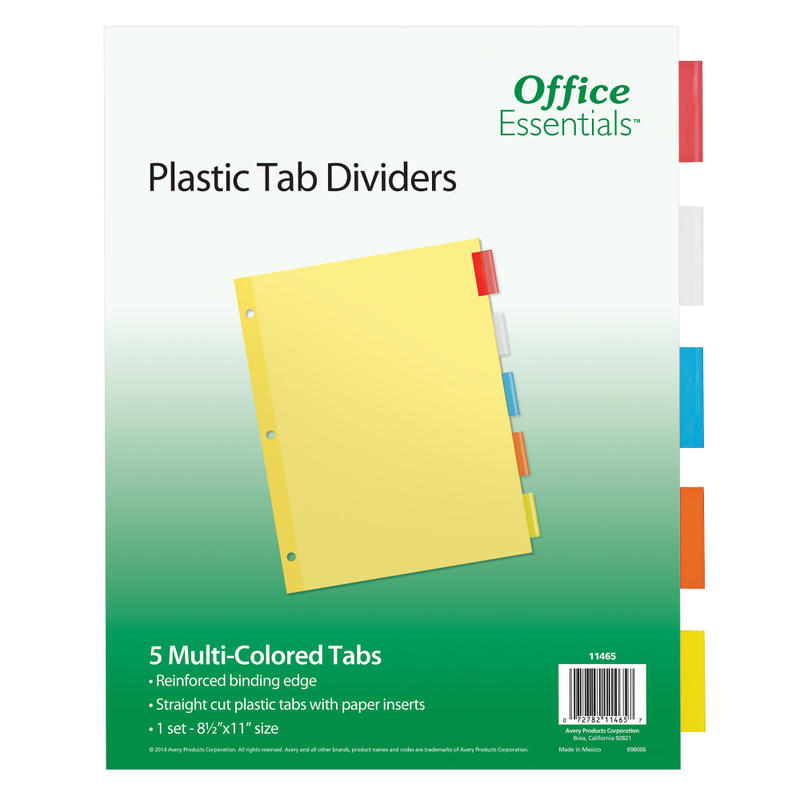 Avery Office Essentials Insertable Dividers, 5-Tab, 8 1/2in x 11in, Buff/Clear (Min Order Qty 103) MPN:UD2135